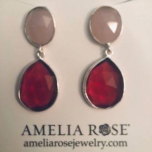 Quartz earrings, pink, by Amelia Rose